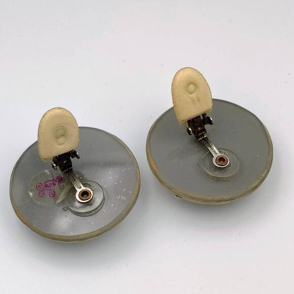 Vintage Kaso Womens Embellished Dome Clip-on Non-Pierced Earrings Silver-tone OS - Picture 6 of 6